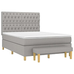 Avis Maison Chic Lit Adulte - Lit simple Lit à sommier tapissier avec matelas moelleux - Meuble de Chambre - Gris clair 140x190cm Tissu -MN86033