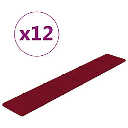 vidaXL Panneaux muraux 12 pcs Rouge bordeaux 90x15 cm Velours 1,62 m²