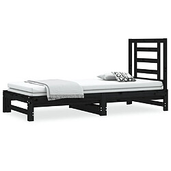 vidaXL Lit coulissant sans matelas noir 2x(90x200) cm