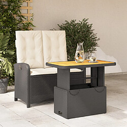 vidaXL Ensemble à manger de jardin coussins 2pcs noir résine tressée