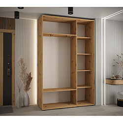 Avis Abiks Meble Armoire à portes coulissantes Davos 3 235.2 x 150 x 45 3 portes coulissante (Chêne artisan/Blanc/Argent)