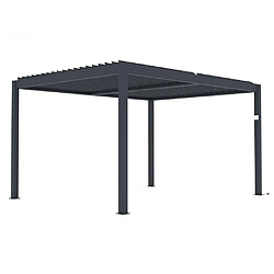 Vente-Unique Pergola bioclimatique autoportante électrique anthracite en aluminium avec lames orientables 12 m² - AMADORA