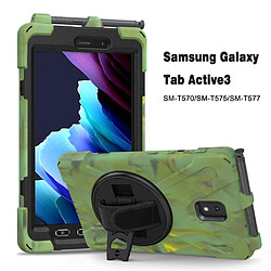 Coque en TPU + Silicone avec béquille pivotante à 360° et fente pour stylo vert armé pour votre Samsung Galaxy Tab Active 3 T570/T575/T575N/T577