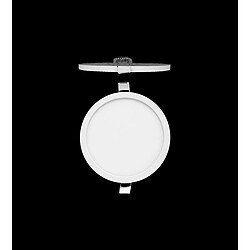 Inspired Downlight encastré LED ultra fin rond de 14,5 cm, 12 W, 3 000 K, 990 lm, blanc mat/acrylique givré, pilote inclus, 3 ans de garantie