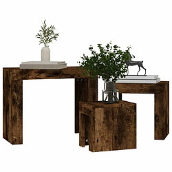 Acheter Maison Chic Ensemble de 3 Tables basses gigognes,Table Console pour salon Chêne fumé Bois d'ingénierie -MN61411