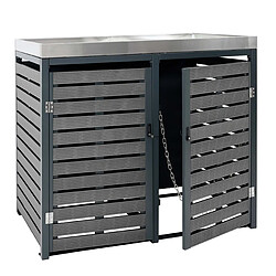 Decoshop26 Abris poubelles verrouillable avec bac à plantes 124 x 146 x 102 cm wpc métal anthracite 04_0007013