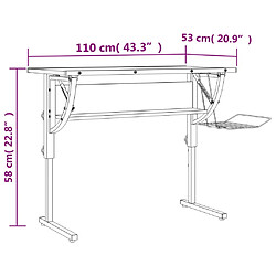 vidaXL Bureau d'artisanat noir et gris 110x53x(58-87) cm pas cher