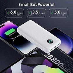 Avis SANAG Batterie Externe Ultra-Haute Capacité Power Bank 26800Mah, Batterie Portable Usb C In&Out Pd 3.0A Charge Rapide Chargeur Portable À Triple Sortie Pour Iphone 14/13 Xiaomi Samsung Huawei - Blanc