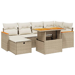 vidaXL Salon de jardin avec coussins 7 pcs beige résine tressée