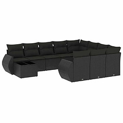 Maison Chic Salon de jardin 11 pcs avec coussins | Ensemble de Table et chaises | Mobilier d'Extérieur noir résine tressée -GKD56704