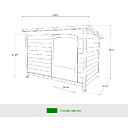 Acheter Niche pour Chien Petit Gardiun Sugar 58x85x58 cm avec Toit à 1 Pente et Toiture en Asphalte