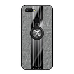 Wewoo Coque Souple Pour OPPO A7X / F9 XINLI tissu de couture Antichoc TPU Housse de protection avec support d'anneau Gris