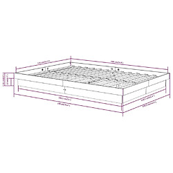 vidaXL Cadre de lit sans matelas gris bois massif pas cher