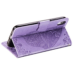 Wewoo Housse Coque Étui en cuir à rabat horizontal Butterfly Love Flowers gaufrage pour iPhone XRavec supportlogements cartesportefeuille et lanière violet clair