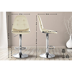 Avis Decoshop26 Tabouret de bar x1 avec repose-pieds hauteur réglable pivotant assise en PVC crème cadre métallique chromé 10_0004822