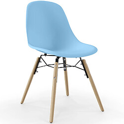 ICONIK INTERIOR Chaise de Salle à Manger - Design Scandinave - Pieds en Bois - Skögur Bleu clair