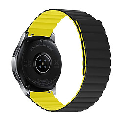 Bracelet en silicone magnétique, 22mm à fermeture rapide, taille L pour votre Samsung Galaxy Watch 3 45mm/Gear S3 Frontier/Classic - Noir/jaune