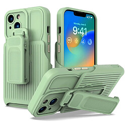 Coque en TPU anti-chocs avec béquille à clip amovible pour votre iPhone 14 - Vert matcha