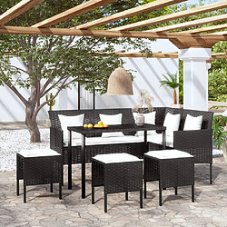 Maison Chic Ensemble de canapés en L 5pcs, Canapé droit pour salon, Sofa Relax avec coussins Résine tressée Noir -GKD635581