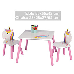 BUREAU AVEC CHAISE ENSEMBLE TABLE + CHAISES ENSEMBLE TABLE 55X55XH42CM ET 2 CHAISES 28X28XH27/54CM+Judy Wild