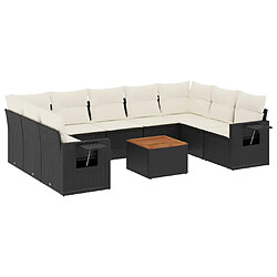 Maison Chic Salon de jardin 10 pcs avec coussins, Ensemble Tables et chaises d'extérieur noir résine tressée -GKD858967