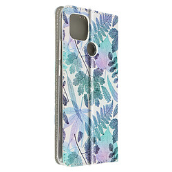 Avizar Étui Oppo A15 Porte-carte Fonction Support Motif Fleurs Bleues – bleu