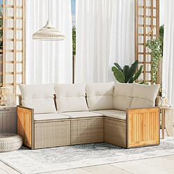 Maison Chic Salon de jardin avec coussins 4 pcs | Ensemble de Table et chaises | Mobilier d'Extérieur beige résine tressée -GKD61375