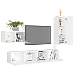 Avis Maison Chic Ensemble de meubles TV 4 pcs | Banc TV Moderne pour salon | Meuble de Rangement - Blanc Aggloméré -MN20307