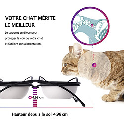 Acheter YYHY Y YHY 355ml/lot de 2 gamelles de nourriture pour chat, gamelles surélevées pour nourriture et eau,gamelles surélevées en céramique pour animaux de compagnie avec support-Blanc