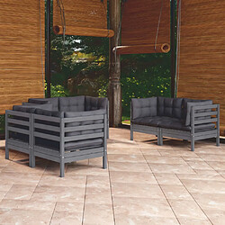 vidaXL Salon de jardin 6 pcs avec coussins bois de pin massif