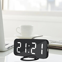 Acheter Wewoo Réveil multifonctionnel réfléchissant d'affichage à blanc LED de miroir créatif avec la fonction de Snooze et 2 port de charge d'USB