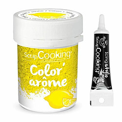 Scrapcooking Colorant alimentaire jaune arôme citron 10 g + Stylo glaçage noir