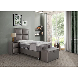 Vivenla Banc bout de lit coffre avec rangement coloris gris design en pvc L. 80 x P. 41 x H. 45 cm collection RIO pas cher