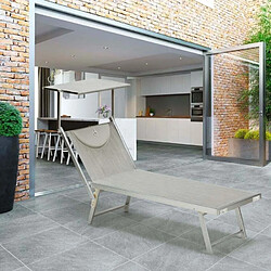 Acheter Beach And Garden Design Bain de soleil chaises longue transats Lits de plage piscine aluminium jardin Santorini 4 pcs, Couleur: Gris