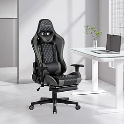 Avis Chaises de Gamer Foxsport, Chaise Gaming Ergonomique, Fauteuil Bureau Gaming avec Repose-Pieds,Chaise de jeux vidéos, Chaise de Bureau Pas Cher,coussin lombaire & appuie tête,Gris/Noir