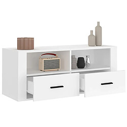 Acheter vidaXL Meuble TV Blanc 100x35x40 cm Bois d'ingénierie