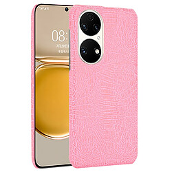 Coque en TPU + PU texture croco rose pour votre Huawei P50 Pro