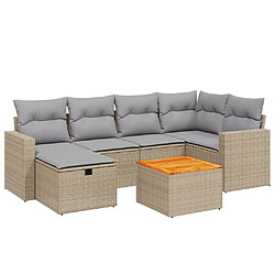 Maison Chic Ensemble à manger d'extérieur 7 pcs avec coussins,Salon de jardin,Mobilier de jardin mélange beige résine tressée -GKD809876