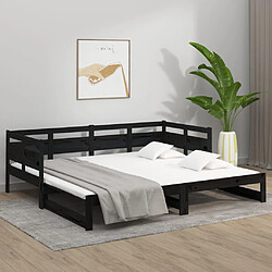 Avis vidaXL Lit coulissant sans matelas noir 2x(90x200) cm