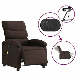 Maison Chic Fauteuil Relax pour salon, Fauteuil de massage inclinable électrique Marron foncé Tissu -GKD24605 pas cher