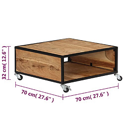 vidaXL Table basse 70x70x32 cm Bois solide d'acacia pas cher