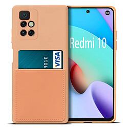 Coque en silicone avec porte-carte orange pour votre Xiaomi Redmi 10/Redmi 10 Prime