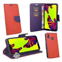 Htdmobiles Housse etui portefeuille pour Huawei Honor Play + film ecran - ROUGE / BLEU