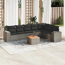 Maison Chic Salon de jardin 8 pcs avec coussins | Ensemble de Table et chaises | Mobilier d'Extérieur gris résine tressée -GKD97552