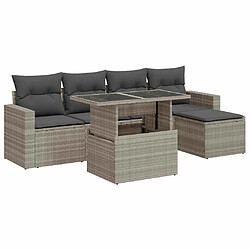 vidaXL Salon de jardin 6 pcs avec coussins gris clair résine tressée