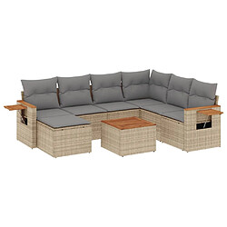 vidaXL Salon de jardin avec coussins 8 pcs beige résine tressée