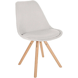 Decoshop26 Chaise de salle à manger x1 style scandinave en tissu crème pieds en bois clair 10_0001476