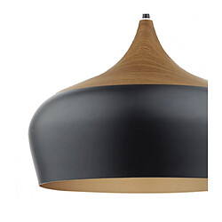 Luminaire Center Suspension Gaucho noir mat et bois 1 ampoule