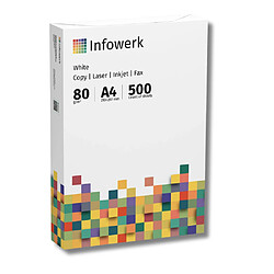 Infowerk Lot de 500 feuilles de papier pour imprimante et photocopieur, format A4, 80 g/m², blanc brillant, certifié PEFC 