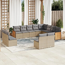 Maison Chic Salon de jardin avec coussins 12 pcs | Ensemble de Table et chaises | Mobilier d'Extérieur beige résine tressée -GKD62448